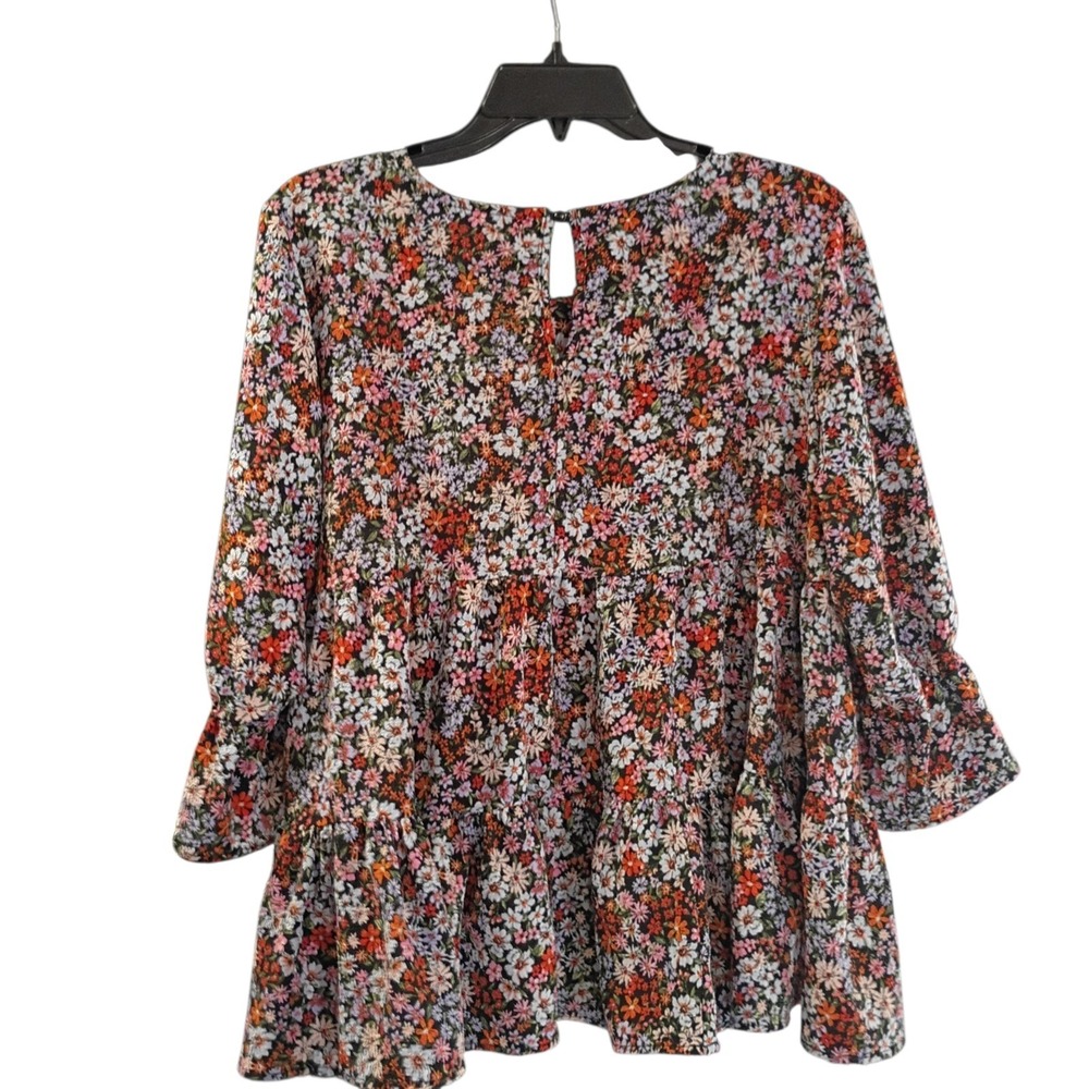 Stem Vine Women's Floral Flowers Pattern Blouse Top 3/4 Sleeve Size Large L EUC - Picture 2 of 6